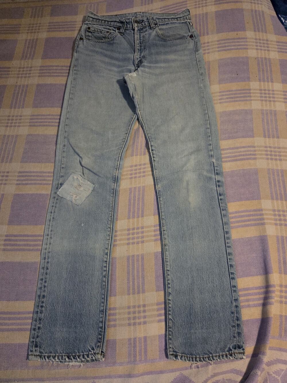 Vtg 70s Levis Red Tab 505 0217 Denim Jeans 28 x 31 USA Talon Repairs Thrashed